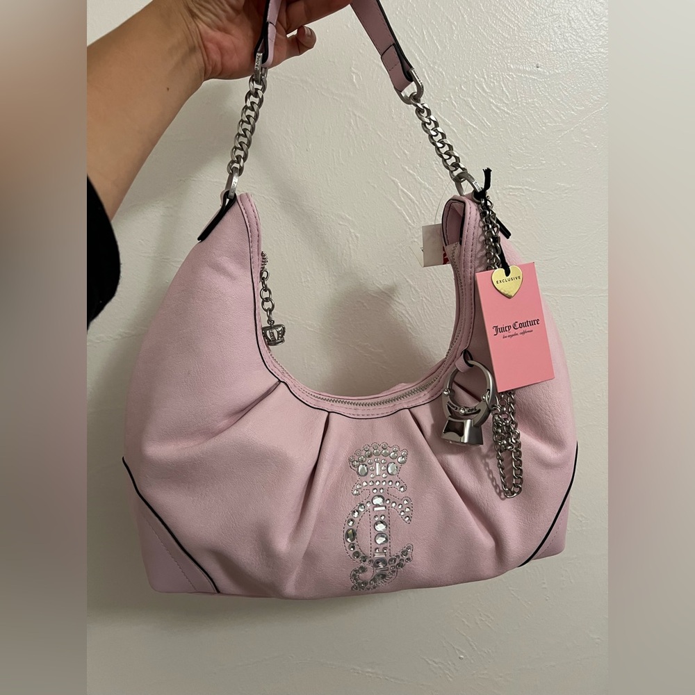 Juicy Couture Juicy Crown Pink Shoulder Bag with Ring Charm